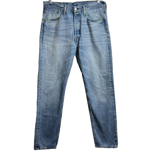 Levi's 501CT Mended High Rise Custom Tapered Blue Button Fly Denim Jeans 32 - Picture 1 of 16